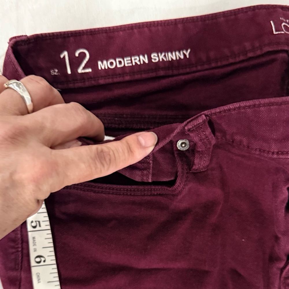 Loft modern skinny Burgundy Jeans size 12 - Picture 6 of 8